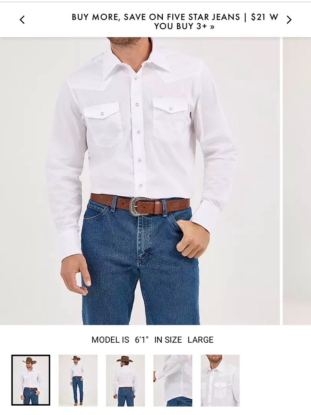 Wrangler White Long Sleeve Western Button-Down Shirt